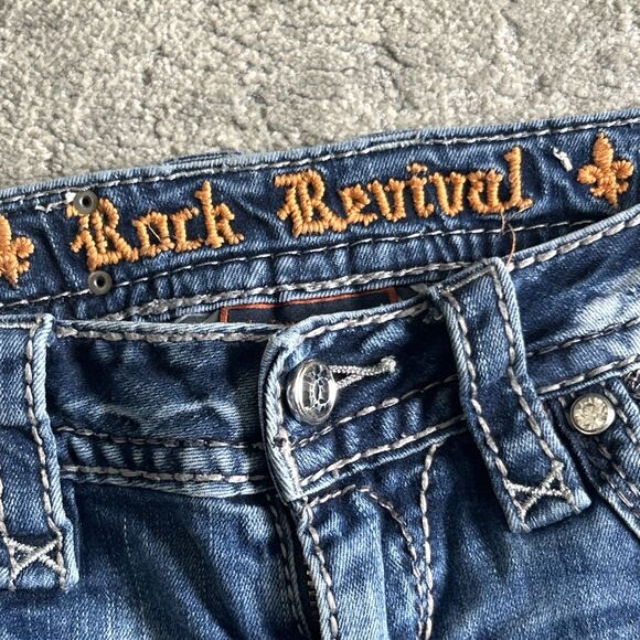 Rock Revival Celinda Jeans Womens 26 Ankle Skinny Distressed Bling Pockets - Picture 4 of 9